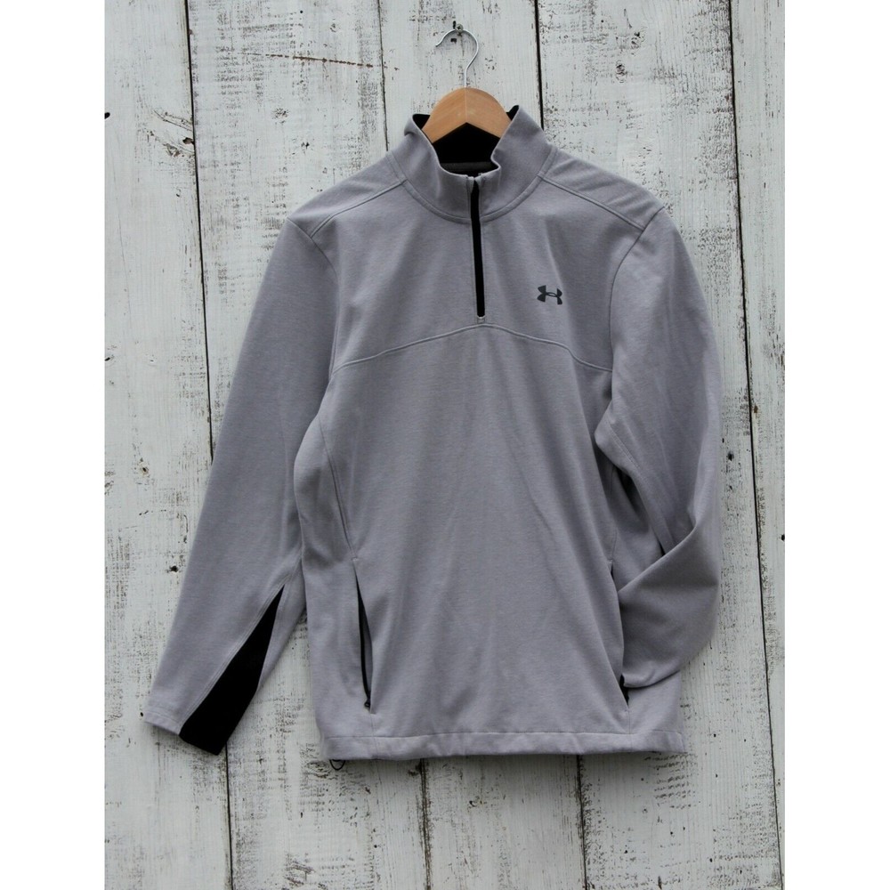 UNDER ARMOUR Men's Sz Small Gray Cold Gear 1/4 Zip Up Pullover Jacket W Pockets